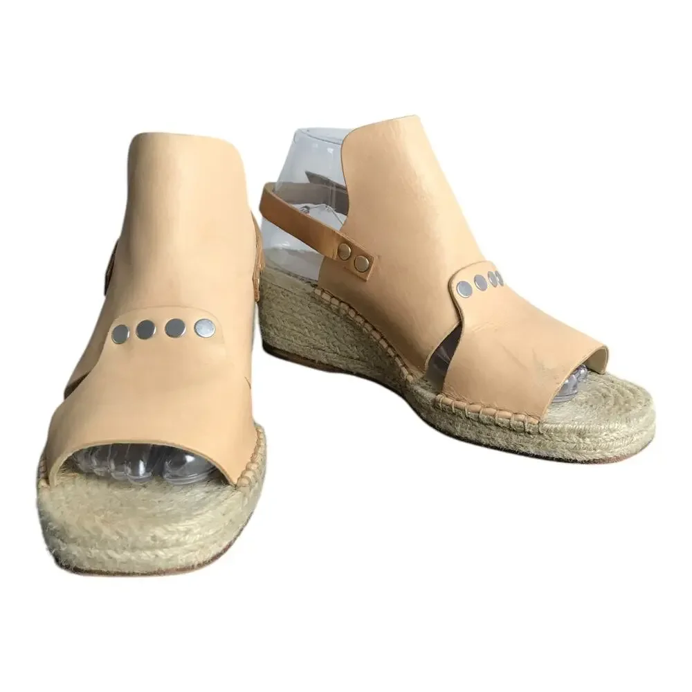 Rag & Bone Sayre II Espadrille Wedge Sandal Women Sz 40 Beige Leather 2.25
